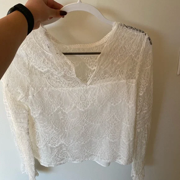 REVOLVE White Lace Long-Sleeve Blouse - Picture 3 of 6